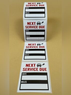 10 Oil Change Service Reminder Stickers Next Due Static Cling Labels 2x2" Black